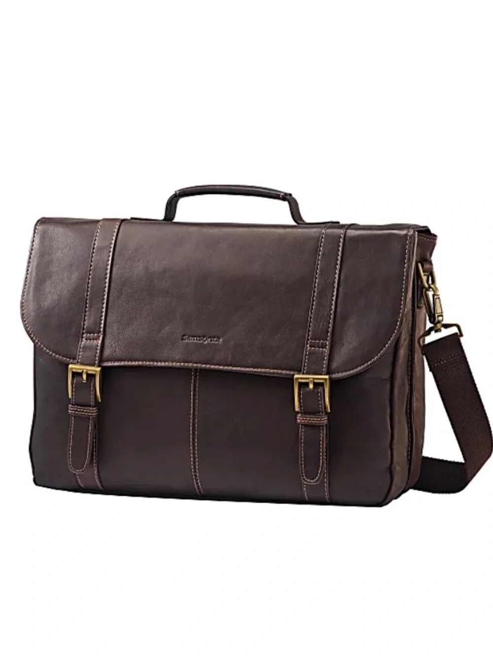 Samsonite® Leather Portfolio, Brown Leather Messenger Bag ‎ Men -